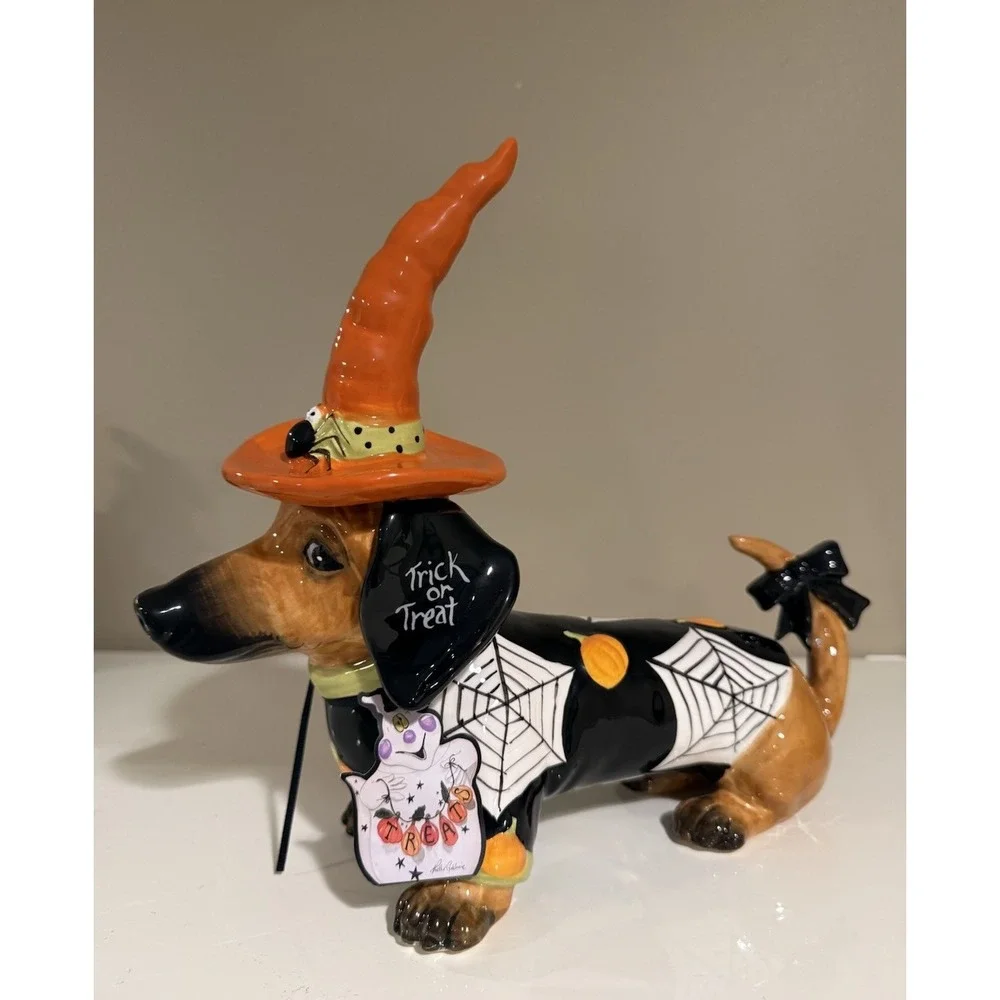 Blue Sky Clayworks Trick or Treat HALLOWEEN DACHSHUND Figurine NWT